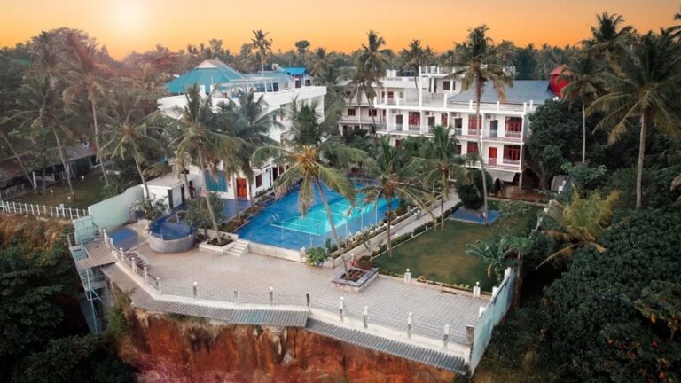 Skylar Seaview Resort Varkala overlooking the Arabian Sea.